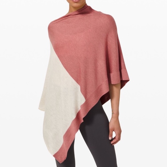 lululemon athletica Sweaters - Lululemon Yin Poncho cashmere bamboo heather cherry tint dune pullover pink OS